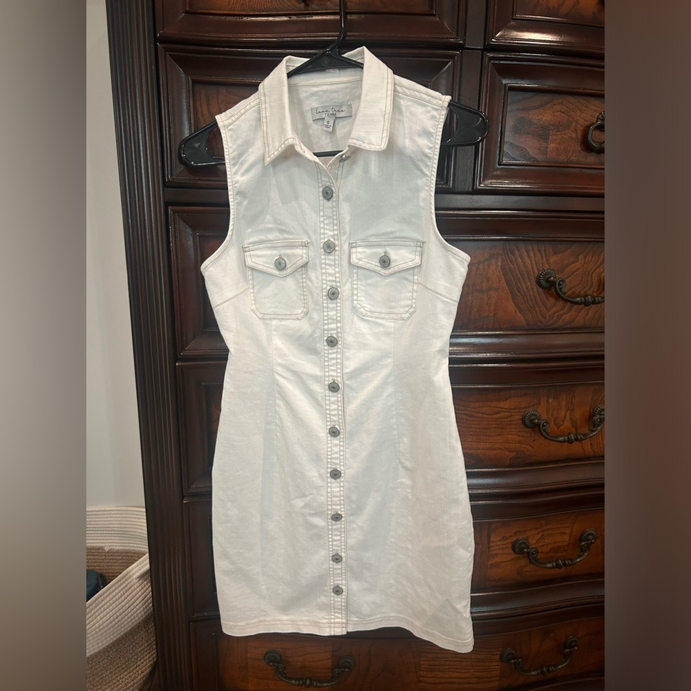 White denim button down dress